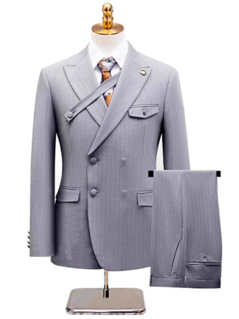 Мъжки раиран ежедневен костюм от две части, големи размери, сватбена рокля, облекло за кум, спортно облекло под наем, яке