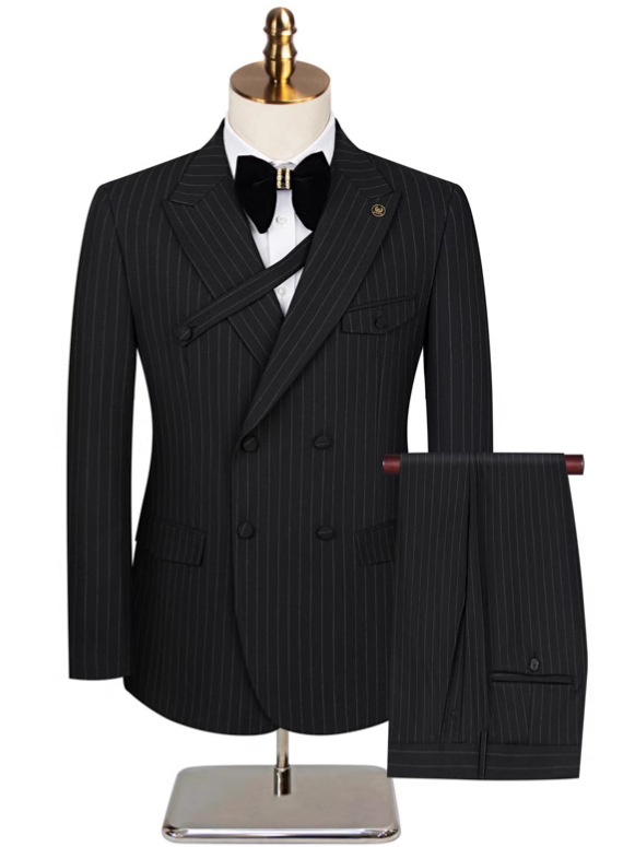 Costum casual cu dungi pentru bărbați, mărime plus, transfrontalier, rochie de mireasă din două piese, cavaler de onoare, îmbrăcăminte de performanță, jachetă de închiriat