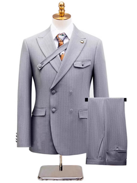 Costum casual cu dungi pentru bărbați, mărime plus, transfrontalier, rochie de mireasă din două piese, cavaler de onoare, îmbrăcăminte de performanță, jachetă de închiriat