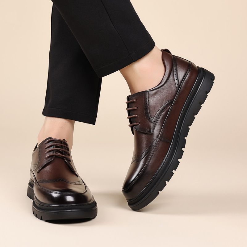 Pantofi de afaceri din piele pentru bărbați, pantofi casual noi din piele naturală cu talpă moale, mocasini, pantofi din piele Brogue cu rezistență sporită la uzură