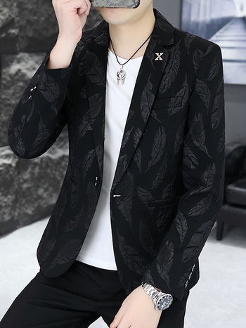 Meeste vabaaja ülikond Korea stiilis kena ülikond juuksurile isikupärastatud Yuppie ühe lääneliku ülaosaga meeste sulgedest jakk trendikas