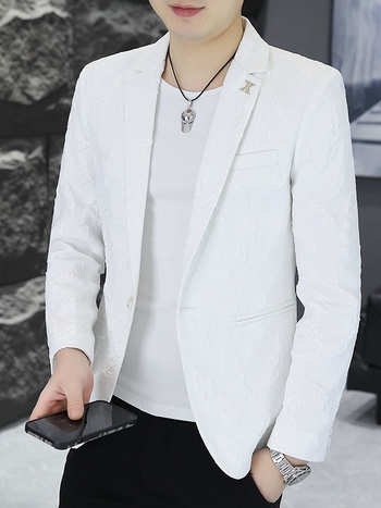 Meeste vabaaja ülikond Korea stiilis kena ülikond juuksurile isikupärastatud Yuppie ühe lääneliku ülaosaga meeste sulgedest jakk trendikas