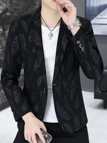 Meeste vabaaja ülikond Korea stiilis kena ülikond juuksurile isikupärastatud Yuppie ühe lääneliku ülaosaga meeste sulgedest jakk trendikas