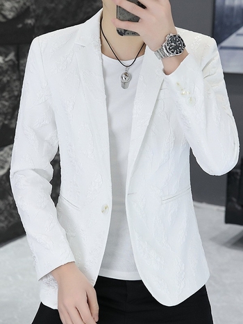 Meeste vabaaja ülikond Korea stiilis kena ülikond juuksurile isikupärastatud Yuppie ühe lääneliku ülaosaga meeste sulgedest jakk trendikas