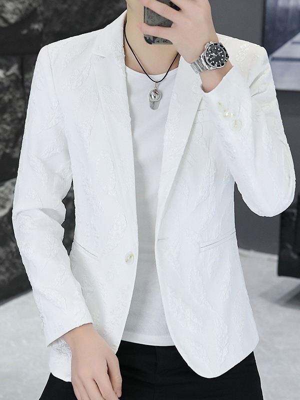 Meeste vabaaja ülikond Korea stiilis kena ülikond juuksurile isikupärastatud Yuppie ühe lääneliku ülaosaga meeste sulgedest jakk trendikas