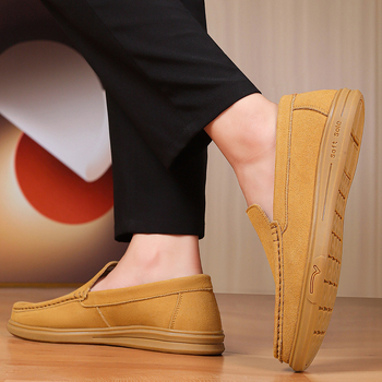 „Cross-Border“ vyriški mokasinai, 2025 m., nauji, negilūs, užsegami, zomšos odos, britiško stiliaus, didelių dydžių