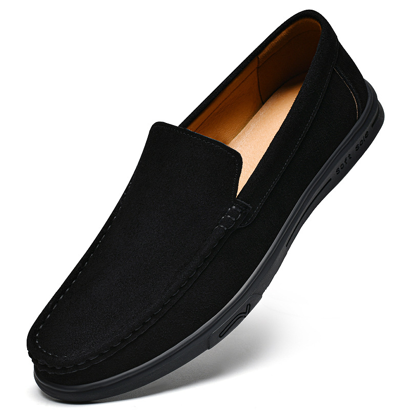 „Cross-Border“ vyriški mokasinai, 2025 m., nauji, negilūs, užsegami, zomšos odos, britiško stiliaus, didelių dydžių