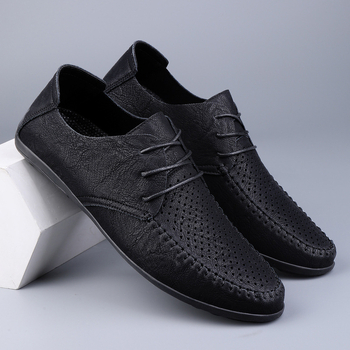 Mocasini din microfibră cu goluri transfrontaliere de dimensiuni mari, pantofi clasici din piele pentru bărbați, mocasini de vară la modă, respirabili, 2025
