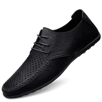 Mocasini din microfibră cu goluri transfrontaliere de dimensiuni mari, pantofi clasici din piele pentru bărbați, mocasini de vară la modă, respirabili, 2025