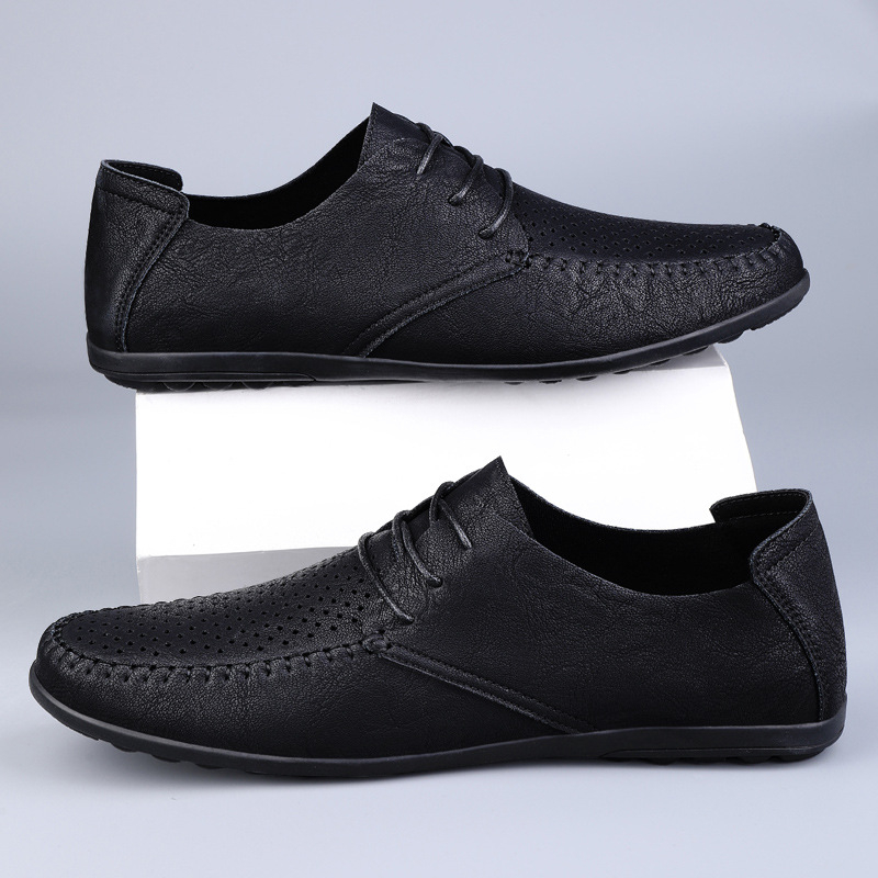 Mocasini din microfibră cu goluri transfrontaliere de dimensiuni mari, pantofi clasici din piele pentru bărbați, mocasini de vară la modă, respirabili, 2025