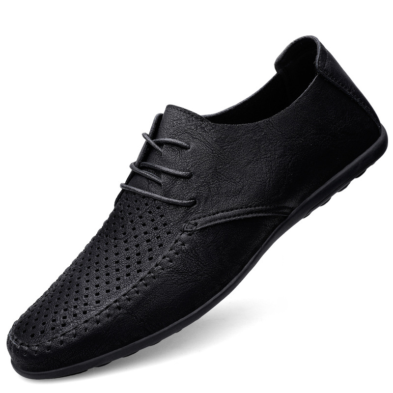 Mocasini din microfibră cu goluri transfrontaliere de dimensiuni mari, pantofi clasici din piele pentru bărbați, mocasini de vară la modă, respirabili, 2025