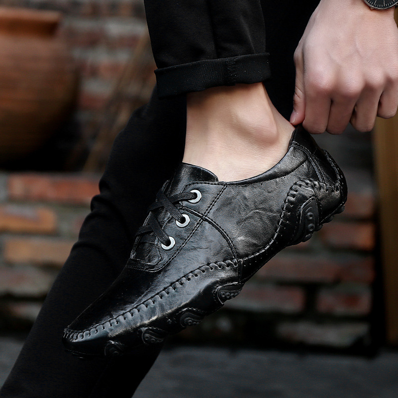 Pavasario ir rudens laisvalaikio odiniai batai vyriški odiniai dideli vyriški batai aštuonkojo pupelės formos batai vyriški žemi laisvalaikio batai plaukų karta