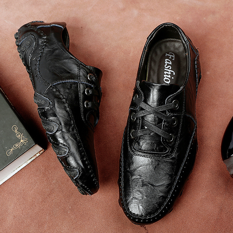 Pavasario ir rudens laisvalaikio odiniai batai vyriški odiniai dideli vyriški batai aštuonkojo pupelės formos batai vyriški žemi laisvalaikio batai plaukų karta