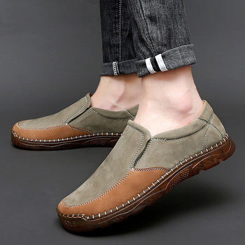 Νέα ανδρικά δερμάτινα παπούτσια για υπαίθριες δραστηριότητες σε μεγάλα μεγέθη, άνοιξη και φθινόπωρο 2022, από γνήσιο δέρμα, χειροποίητα ραμμένα.