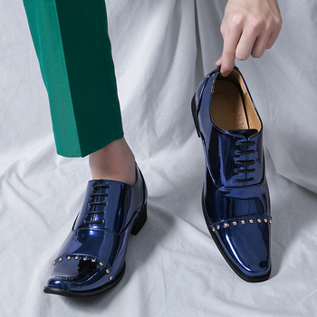 Ανδρικά Δερμάτινα Παπούτσια με Γκλίτερ και Μύτες, Κορεάτικο Στυλ, Επαγγελματικό Φόρεμα, Μοντέρνα Παπούτσια, Δερμάτινα Παπούτσια, Μεγάλα Δερμάτινα Παπούτσια για Εφήβους, Άνδρες