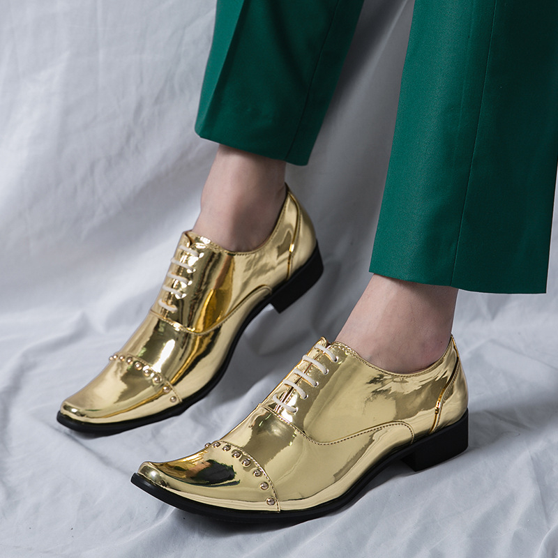 Pantofi sport pentru bărbați, pantofi sport cu vârf ascuțit și sclipici, stil coreean, stil business, la modă, la modă, pantofi din piele, mărime mare, pantofi din piele pentru adolescenți