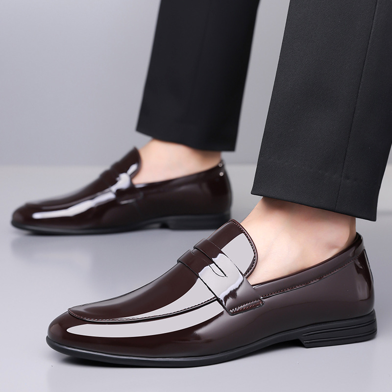 Pantofi de damă din piele pentru bărbați, mărime mare, mărime mare, 48, model britanic, cu un singur picior, din piele lăcuită, model business, pantofi de nuntă