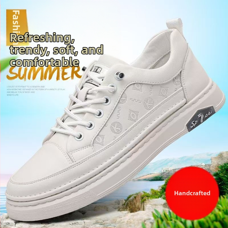 Natūralios odos 2024 m. vasaros balti sportbačiai vyrams laisvalaikio batai madingi universalūs sportiniai sportbačiai kvėpuojantys karvės odos batai vyrams patogūs