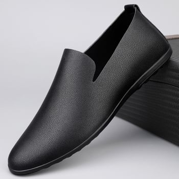 2025 m. pavasario nauji odiniai vyriški batai iš natūralios odos, kvėpuojantys, ploni, minkšti apatiniai, balti laisvalaikio batai, užsegami mokasinai