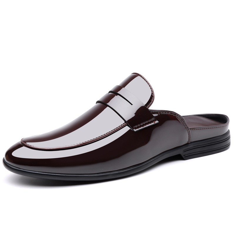 Pánske kožené letné ploché papuče Baotou s polovičným výstrihom, ležérne, svetlé kožené topánky, pánske topánky so špicatou špičkou