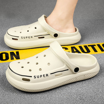 Papuci de vară transfrontalieri cu talpă groasă și senzație de papuci la modă Baotou, papuci casual de plajă, pantofi cu gaură pentru bărbați