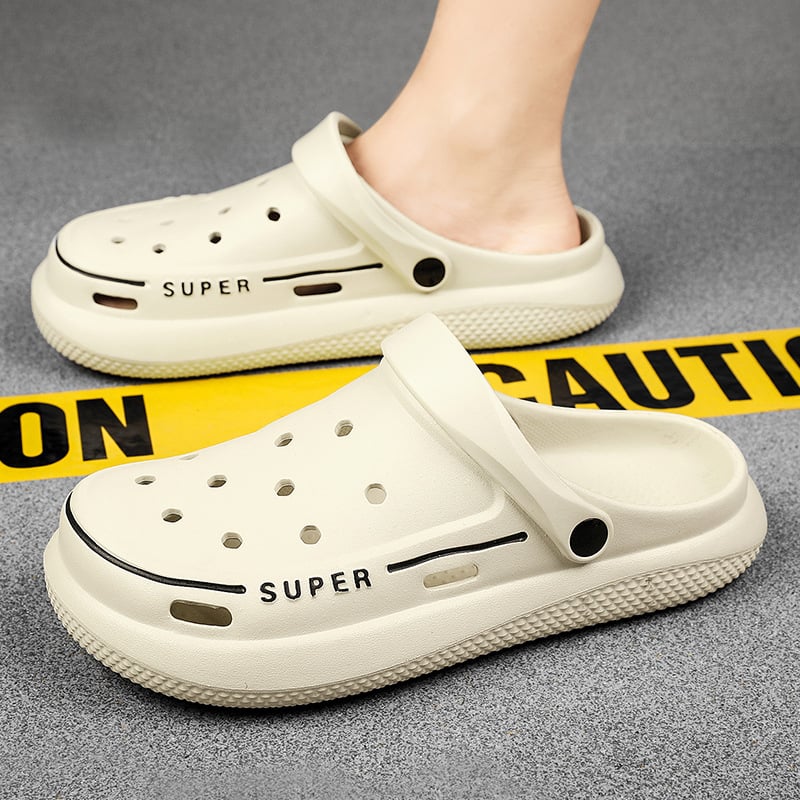 Papuci de vară transfrontalieri cu talpă groasă și senzație de papuci la modă Baotou, papuci casual de plajă, pantofi cu gaură pentru bărbați