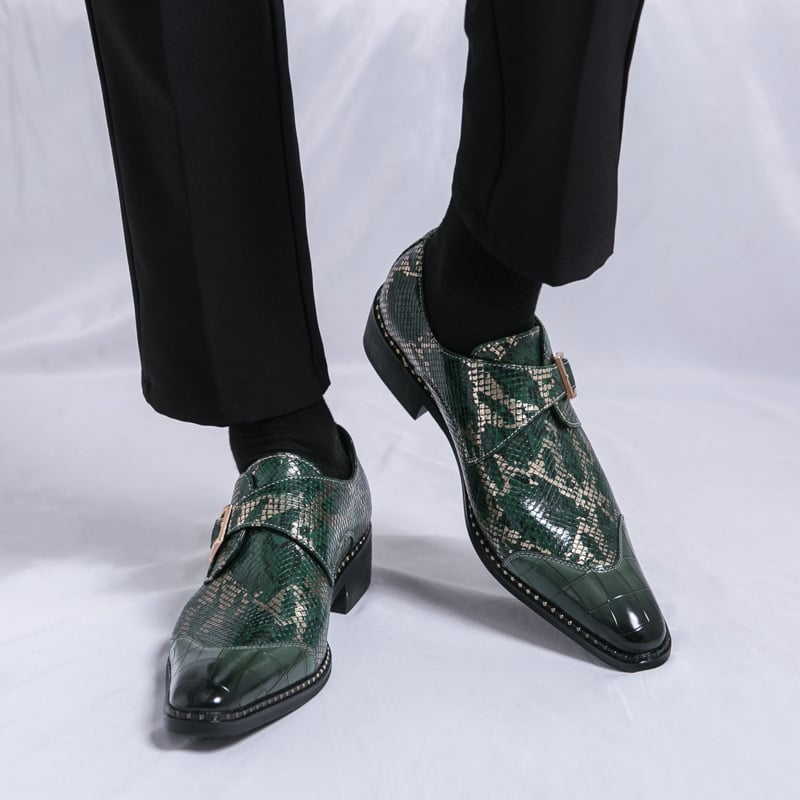 Pantofi din piele pentru bărbați, model Python, mărime plus, cu model transfrontalier, stil business, mărime plus, Mengke Shoes, pantofi din piele de mireasă personalizați și strălucitori, cu aspect ascuțit