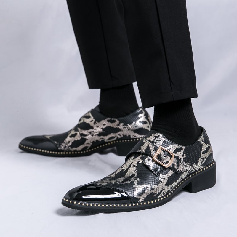 Pantofi din piele pentru bărbați, model Python, mărime plus, cu model transfrontalier, stil business, mărime plus, Mengke Shoes, pantofi din piele de mireasă personalizați și strălucitori, cu aspect ascuțit