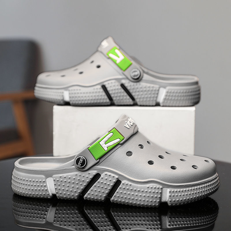 Vyriški krokodilų batai, vasariniai viršutiniai drabužiai, kvėpuojantys sandalai, vyriški laisvalaikio paplūdimio batai, lengvi minkšto pado šlepetės vyrams