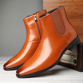 Britiško stiliaus vyriški Martino aulinukai iki vidutinio blauzdos aukščio, madingi odiniai aulinukai, universalūs, laisvalaikio, dalykiniai, smailiomis nosimis, atsparūs dėvėjimuisi, neslystantys odiniai aulinukai