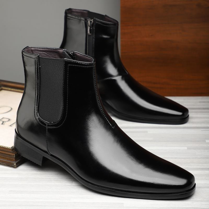 Britiško stiliaus vyriški Martino aulinukai iki vidutinio blauzdos aukščio, madingi odiniai aulinukai, universalūs, laisvalaikio, dalykiniai, smailiomis nosimis, atsparūs dėvėjimuisi, neslystantys odiniai aulinukai