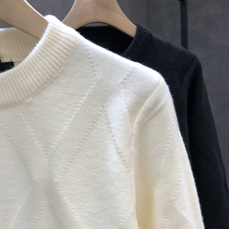 Eksporto kokybės aukštos klasės kreminės baltos spalvos sunkus megztinis vyriškas mados prekės ženklo šiltas megztinis, 2024 m. nauji vyriški marškiniai