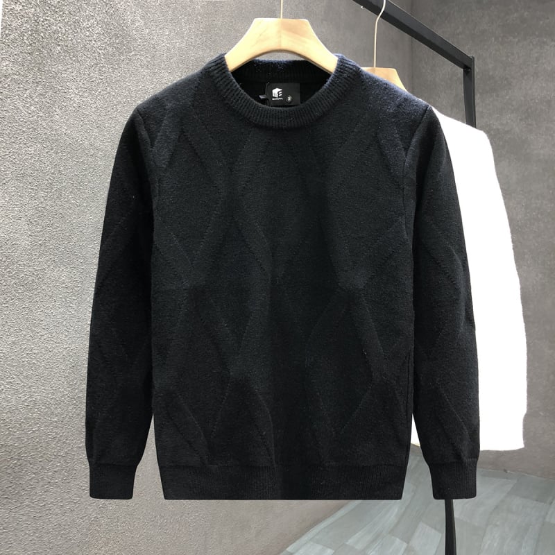 Eksporto kokybės aukštos klasės kreminės baltos spalvos sunkus megztinis vyriškas mados prekės ženklo šiltas megztinis, 2024 m. nauji vyriški marškiniai