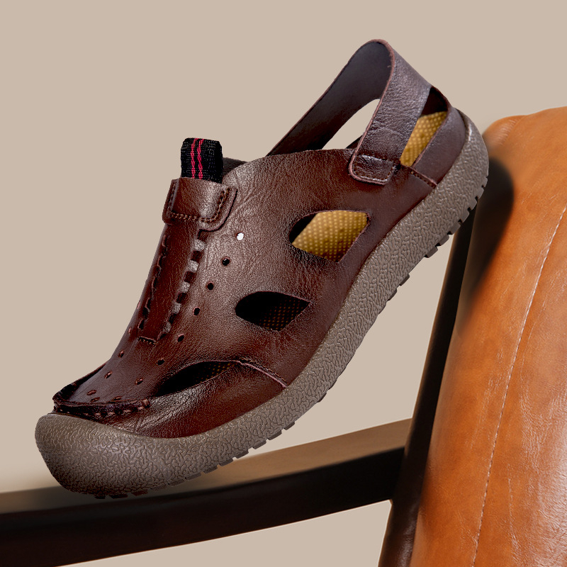 Sandale populare transfrontaliere pentru bărbați, pantofi de plajă respirabili de vară pentru bărbați, antiderapanți, rezistenți la uzură, tați de vârstă mijlocie și vârstnici, pantofi pentru bărbați de mărime mare