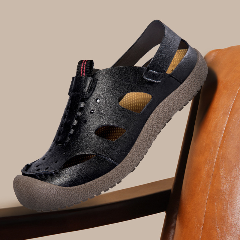 Sandale populare transfrontaliere pentru bărbați, pantofi de plajă respirabili de vară pentru bărbați, antiderapanți, rezistenți la uzură, tați de vârstă mijlocie și vârstnici, pantofi pentru bărbați de mărime mare