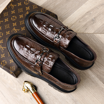 Ανδρικά Δερμάτινα Παπούτσια Casual με Κροκόδειλο και Σχέδιο, Φθινόπωρο 2024, Νέο Στυλ, Σλιπ-ιν, Μαλακό Κάτω μέρος, Μοντέρνα Μοκασίνια