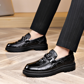 Ανδρικά Δερμάτινα Παπούτσια Casual με Κροκόδειλο και Σχέδιο, Φθινόπωρο 2024, Νέο Στυλ, Σλιπ-ιν, Μαλακό Κάτω μέρος, Μοντέρνα Μοκασίνια