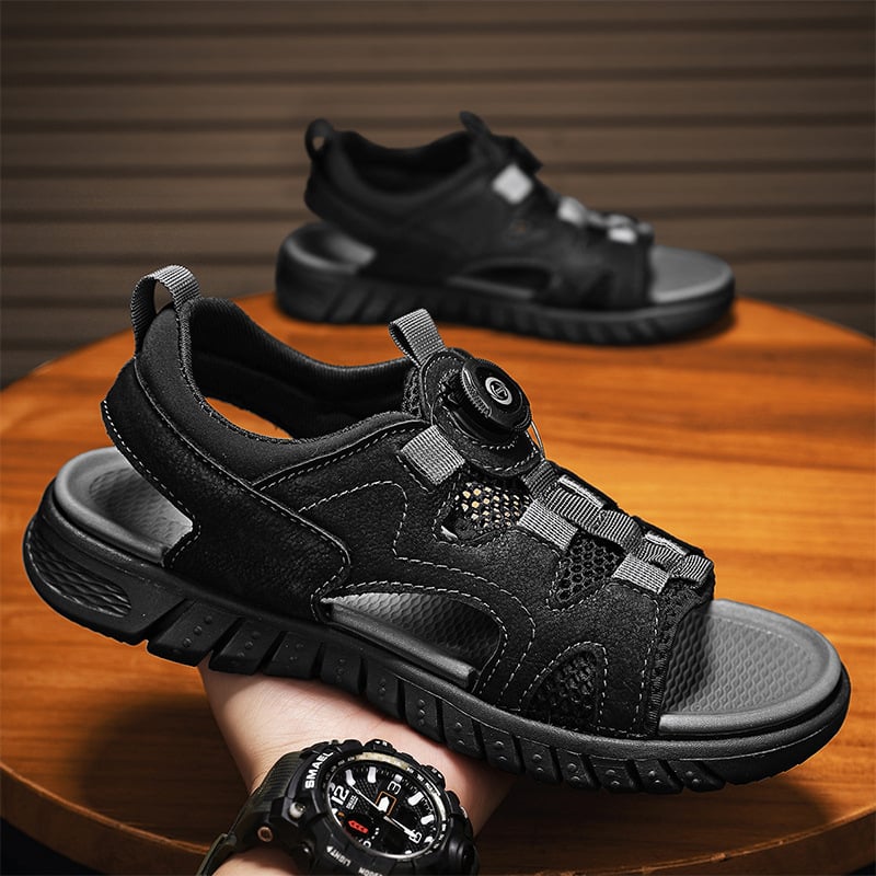 Sandale de vară pentru bărbați, super ușoare, mărime mare, 45464748, din piele de vacă, casual, cu strat superior, pentru exterior, antiderapante, pentru plajă, pantofi pentru bărbați