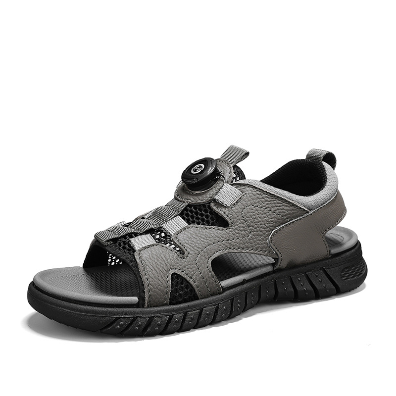 Sandale de vară pentru bărbați, super ușoare, mărime mare, 45464748, din piele de vacă, casual, cu strat superior, pentru exterior, antiderapante, pentru plajă, pantofi pentru bărbați