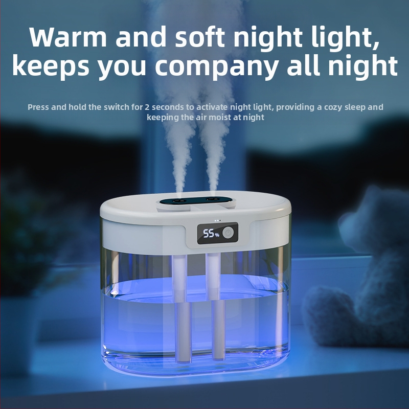 Cezhraničný nový zvlhčovač vzduchu s dvojitým prúdom, veľkokapacitný, domáci tichý zvlhčovač vzduchu, plniaci sprej s USB linkou, nočné svetlo, zvlhčovač vzduchu