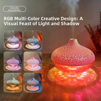 Νέος υγραντήρας επιφάνειας εργασίας με κρυστάλλινη ρωγμή, πολύχρωμος ατμοσφαιρικός φωτισμός, αθόρυβος ψεκασμός στο σπίτι, διασυνοριακός, ζεστός μοντέλο