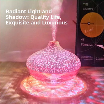 Νέος υγραντήρας επιφάνειας εργασίας με κρυστάλλινη ρωγμή, πολύχρωμος ατμοσφαιρικός φωτισμός, αθόρυβος ψεκασμός στο σπίτι, διασυνοριακός, ζεστός μοντέλο