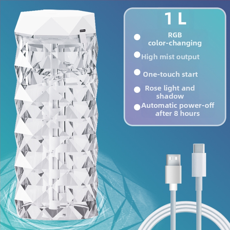 Cezhraničný krištáľový zvlhčovač RGB meniaci farbu farebný zvlhčovač domáci stolný veľkokapacitný čistič vzduchu veľkoobchod