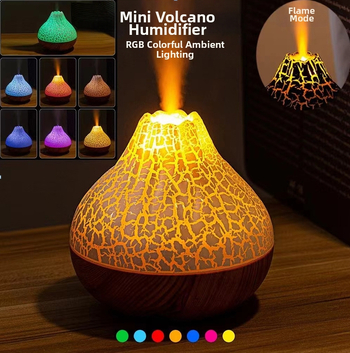 Νυχτερινό φως Rift LED μικρό ηφαίστειο υγραντήρα επιφάνειας εργασίας ομίχλη πολύχρωμο ατμόσφαιρα φως φλόγα υγραντήρας