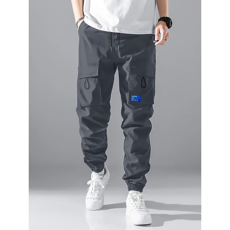 Határokon átnyúló európai méretű export 2025 új lezser nadrág férfi 2025 laza lábszárkötős funkcionális divatos márkás sport cargo nadrág