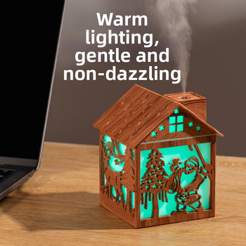 Νέος υγραντήρας χριστουγεννιάτικου στοιχείου, χριστουγεννιάτικο δέντρο, χριστουγεννιάτικη καμπίνα, απαλό και λαμπερό πολύχρωμο υγραντήρα φωτός