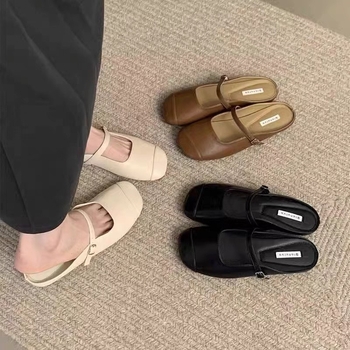 Γυναικείες Παντόφλες Baotou Half Slippers 2025 Νέα Κορεάτικα Στυλ Gentle Fairy Soft Flat Casual Slip-on Mueller Shoes