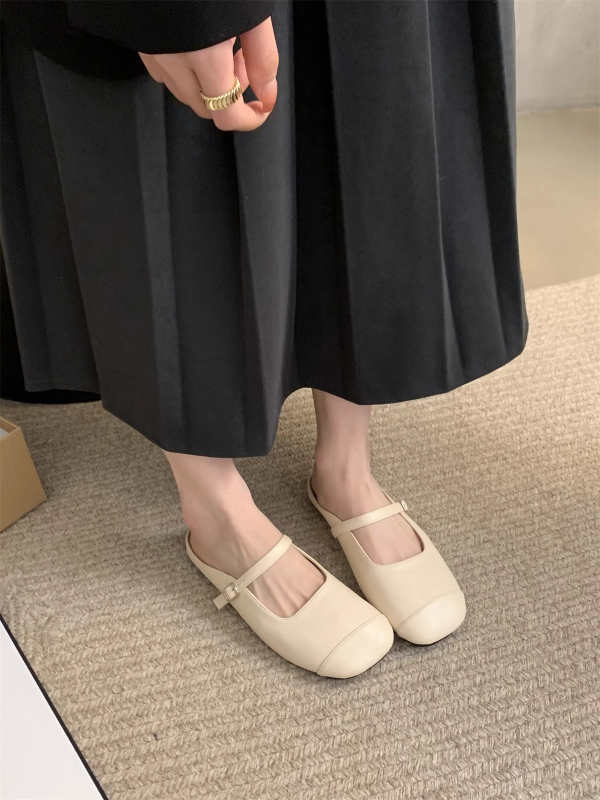 Baotou félpapucs női külső ruházat 2025 új koreai stílusú gyengéd tündér puha lapos alkalmi bebújós Mueller cipő