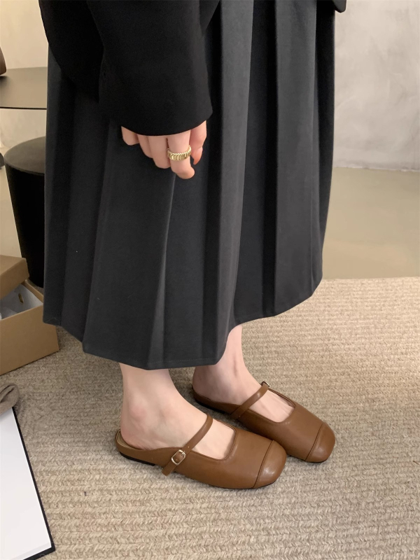 Baotou félpapucs női külső ruházat 2025 új koreai stílusú gyengéd tündér puha lapos alkalmi bebújós Mueller cipő