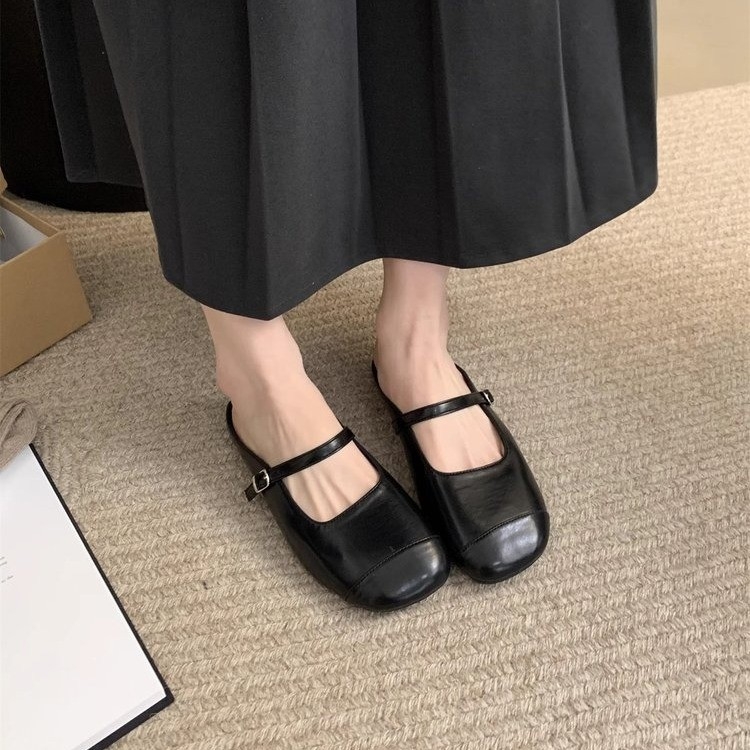 Baotou félpapucs női külső ruházat 2025 új koreai stílusú gyengéd tündér puha lapos alkalmi bebújós Mueller cipő